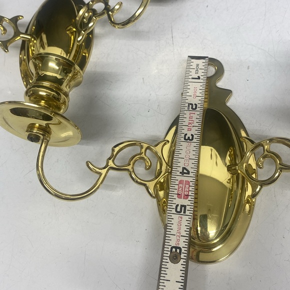 Brass Double Candle Wall Sconce Hanging Sconce Set of Two - Picture 13 of 17